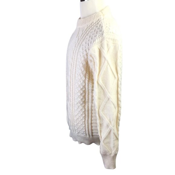 Aelfric Eden Fisherman Cable Knit Sweater Ivory Oversized Unisex M Pullover - Picture 4 of 9